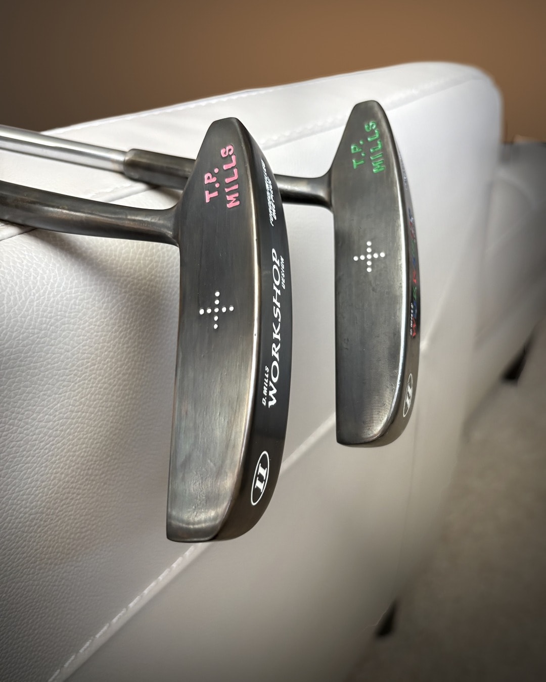 Two hand-refinished T.P. Mills Workshop II putters — Crafted Turtle Golf, Omaha